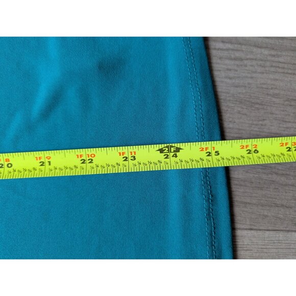 Susan Graver Essentials Teal V-Neck Long Sleeve Top 1X Womens Polyester Blend - Picture 4 of 5